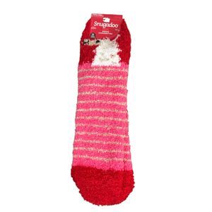 Snugadoo Soft Fuzzy Socks Llama Striped Red Pink Adult One Size NEW